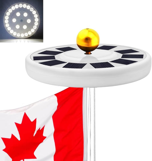 Solar Flag Pole Light - Waterproof Outdoor Spotlight with 30 LED Lights, Dusk to Dawn Auto ON/OFF, 11 Solar Panels, Suitable for Flagpoles with 0.55in Center Hole