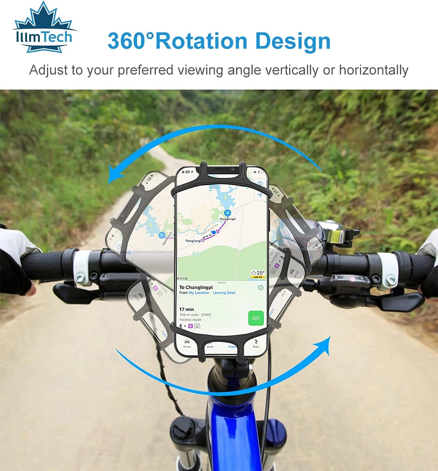 Adjustable Handlebar Bike and Motorcycle Phone Mount - Compatible with Smartphones from 4.7 to 6.3 Inches, Including iPhone, Samsung Galaxy, LG, Motorola, and More.