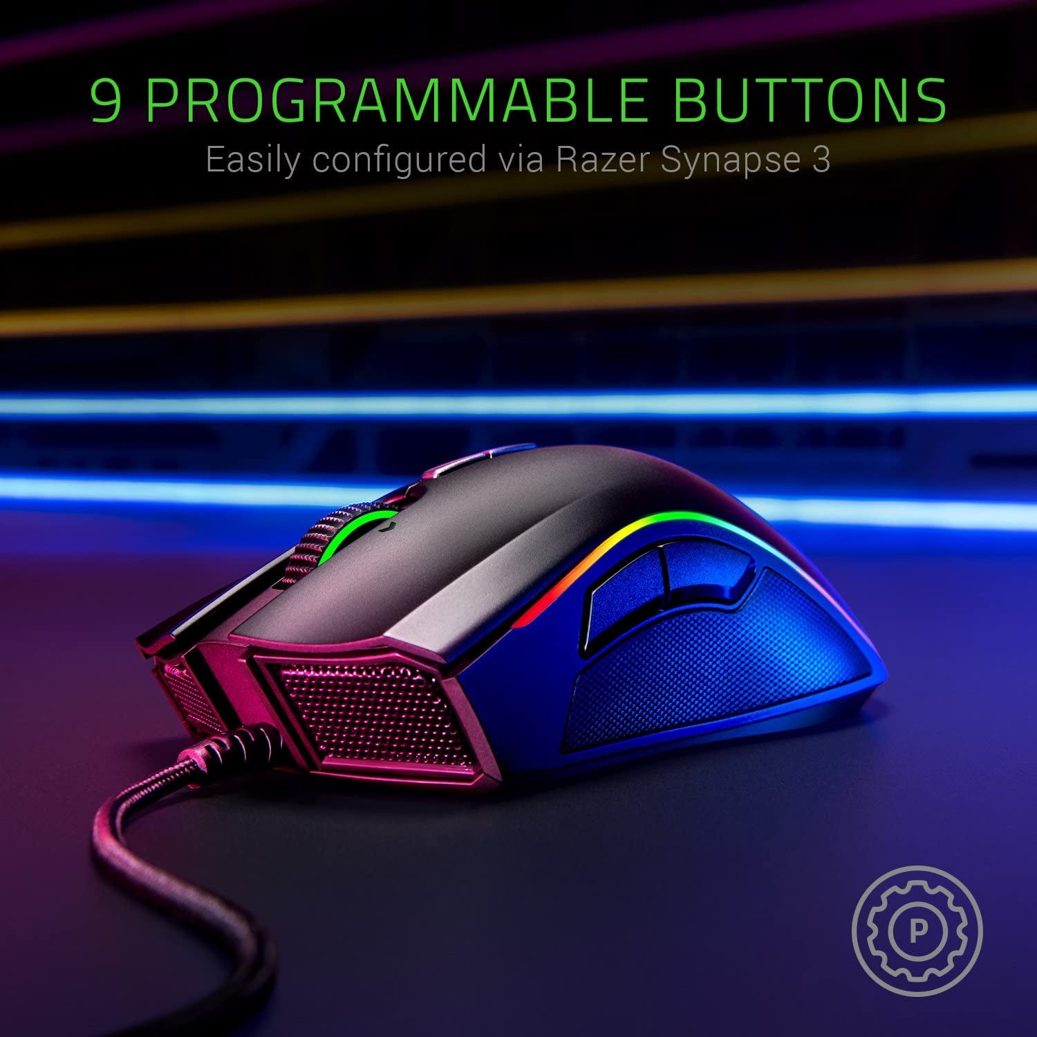 High-Performance Wired Gaming Mouse: 16,000 DPI Optical Sensor - Chroma RGB Lighting - 9 Programmable Buttons - Mechanical Switches