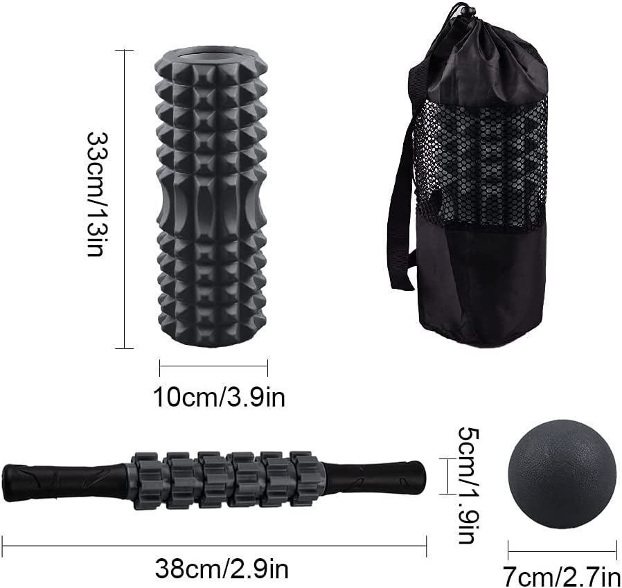 Versatile 4-in-1 Foam Roller Set with Muscle Roller Stick and Massage Balls - Ideal for Deep Tissue Massage, Effective Pain Relief for Back and Legs, and Enhanced Exercise Experience