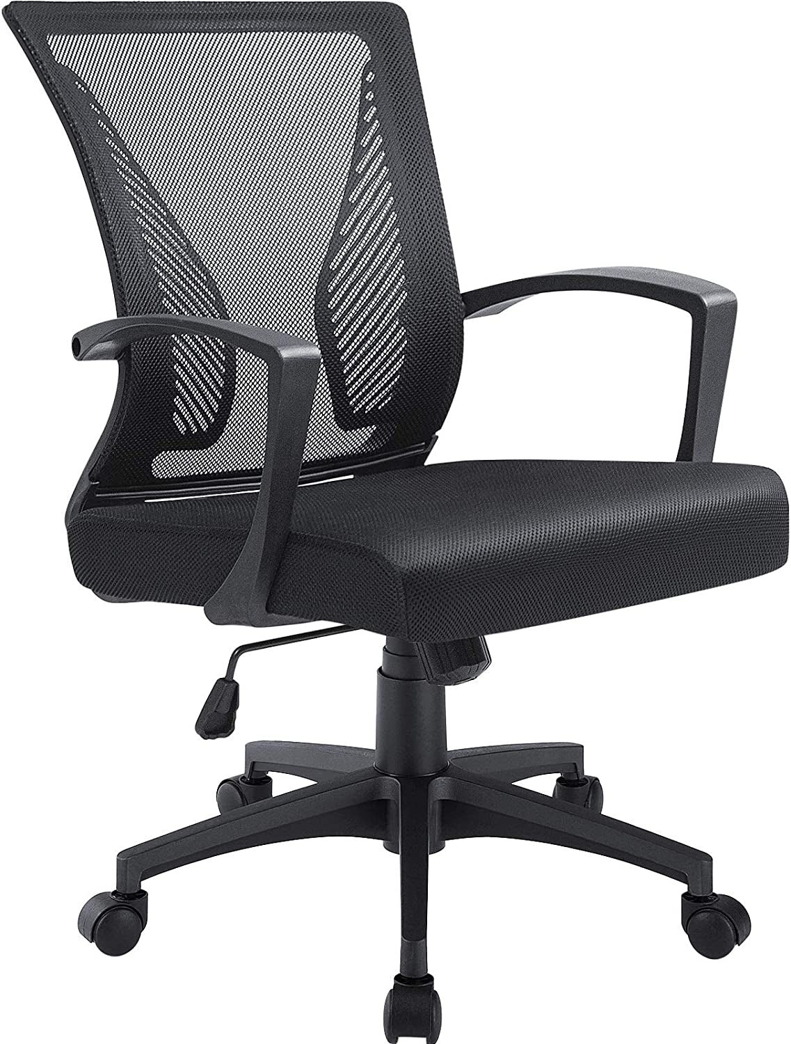 Ergonomic Office Chair with Adjustable Features and Lumbar Support for Adults, Students, and Women - Swivel, Rolling, and Mesh Design - Ideal for Home Office - Black