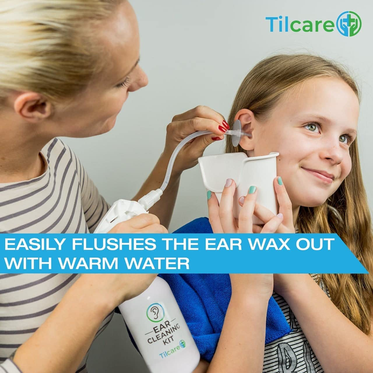 Ear Wax Removal ToolEar Irrigation Flushing System for Adults & Kids - Perfect Ear Cleaning Kit - Includes Basin, Syringe, Curette Kit (Spoon and Spiral), Towel and 30 Disposable Tips