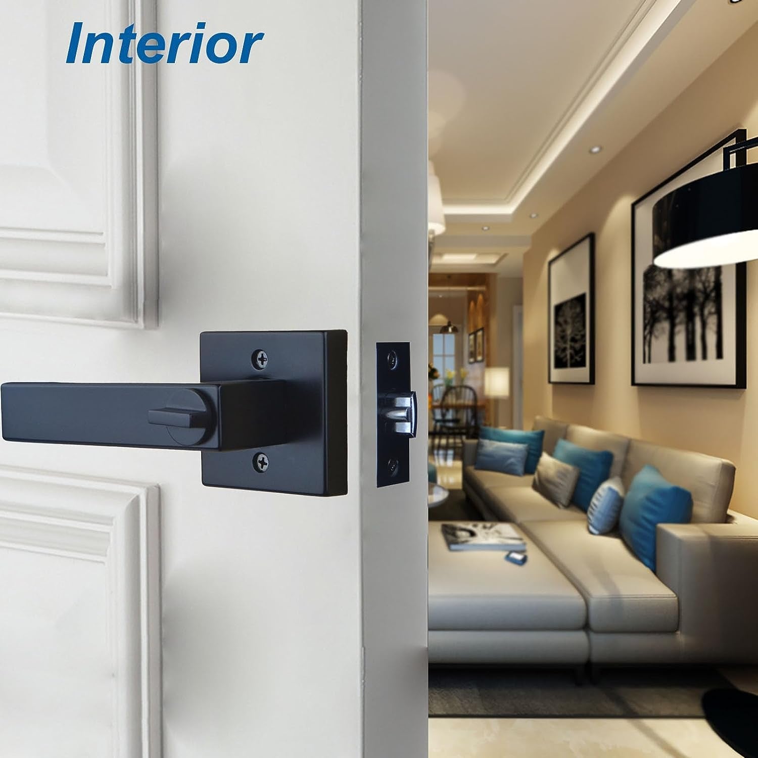Matte Black Straight-Style Door Lever with Keyed-Alike Entry Function - Includes Exterior and Interior Entry Lock with Keys. Suitable for Both Left and Right-Handed Doors. Available in a 1-Pack.