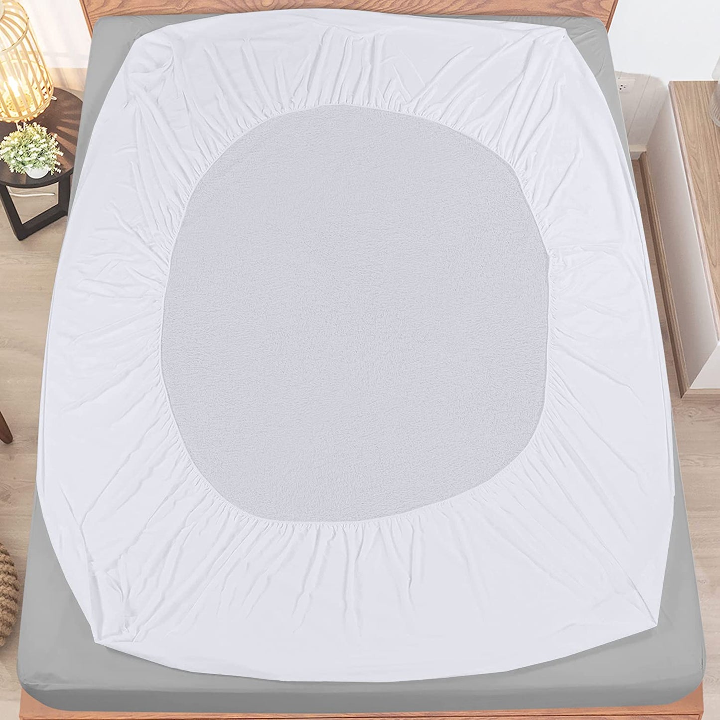 Waterproof Terry Top Mattress Protector Twin 200 GSM, Mattress Cover, Breathable, Fitted Style with Stretchable Pockets
