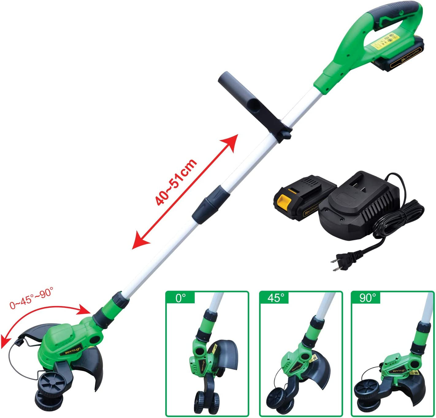  20V G001 Cordless Grass Trimmer with 2.0A Battery and Rapid Charger