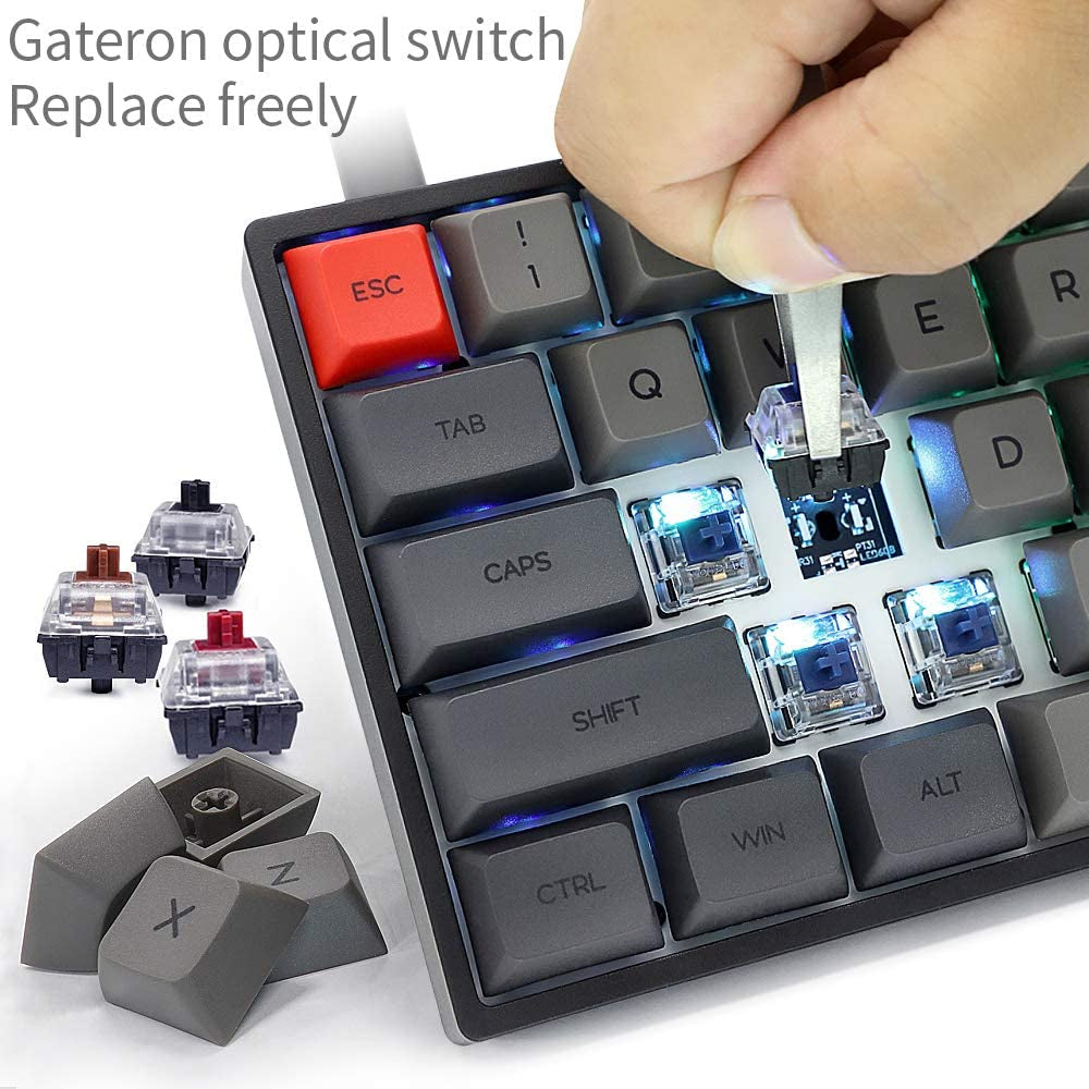 SK61 Hotswap Mechanical Gaming Keyboard with Optical Switch, RGB Lighting, and Programmable Customization - Gateron Brown Switch, 61 Keys (Black)