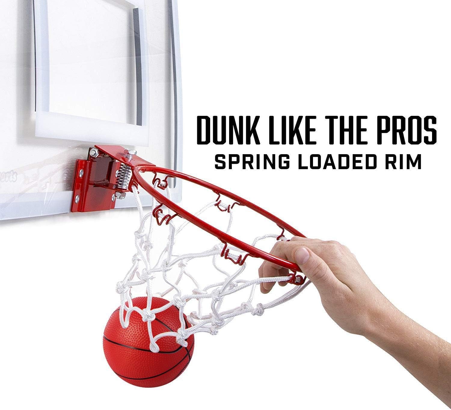 Indoor Mini Basketball Hoop Set for Kids and Adults - Strong Over The Door Basketball Hoop Game with Pump - Ideal Sport Toys Gift for Boys, Girls, and Teens - Orange
