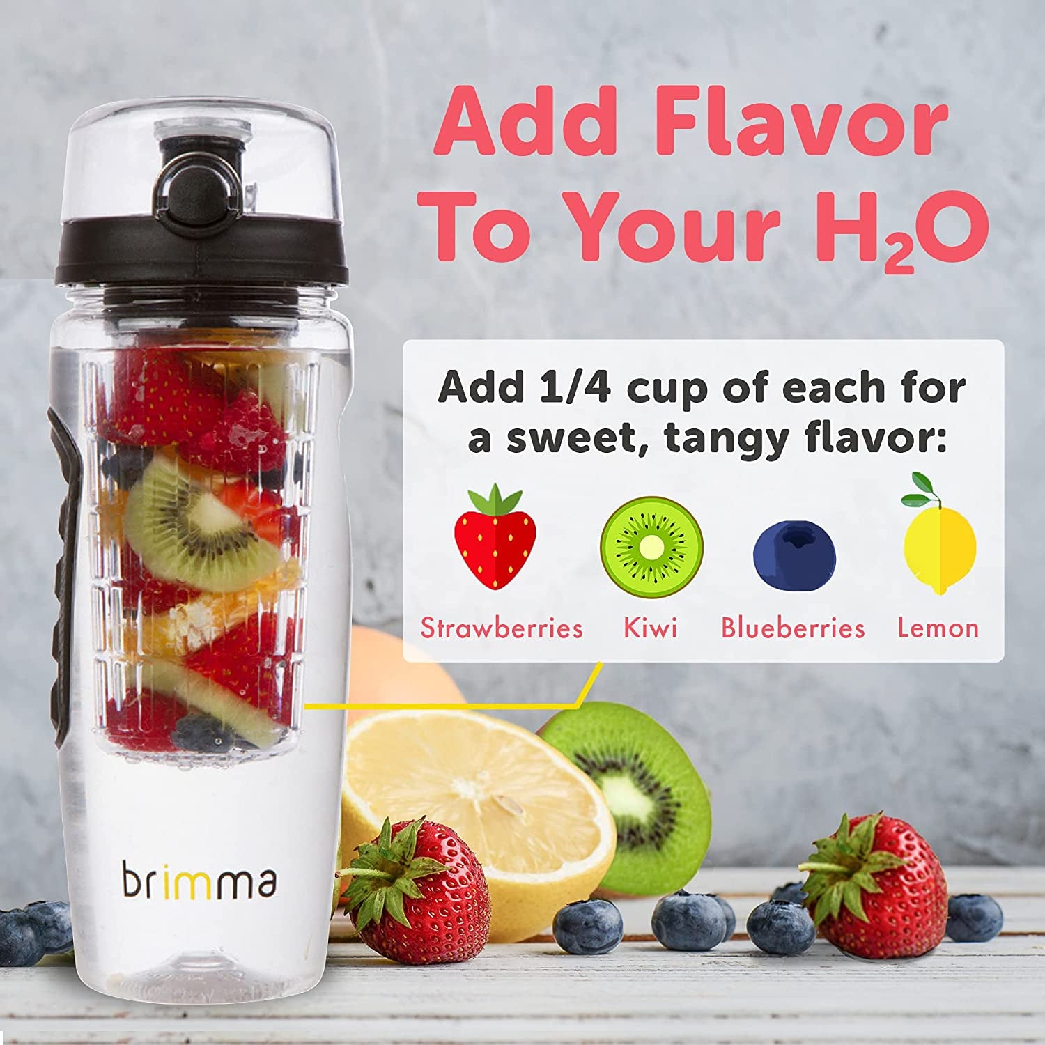 32 Oz Fruit Infuser Water Bottle - Large, Leakproof Plastic for Gym, Camping, and Travel