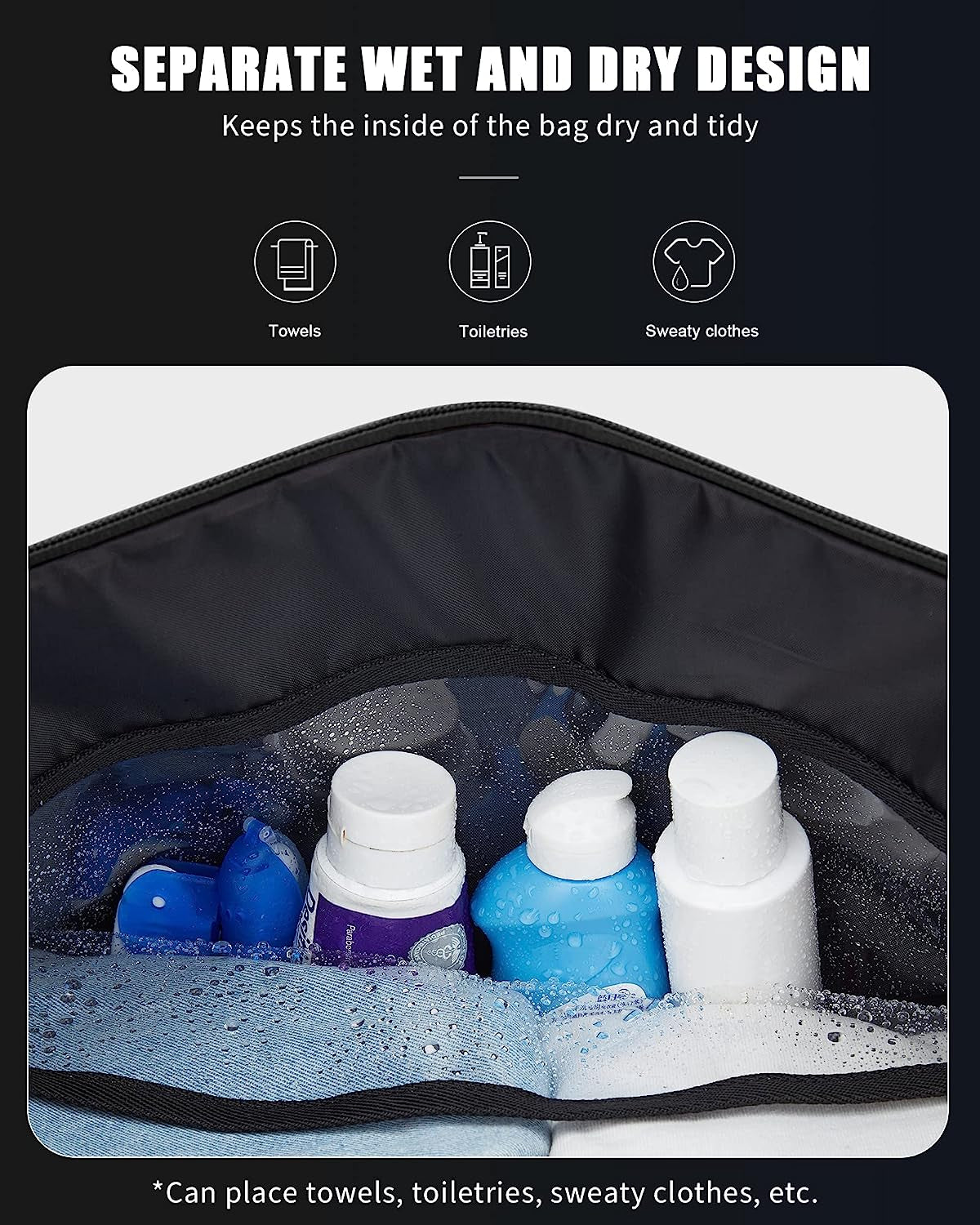 Waterproof Leather Gym Duffle Bag - Large Sports Bag for Travel - Features Shoes Compartment and Wet Bag - Suitable for Men and Women - Ideal for Weekends and Overnight Trips.