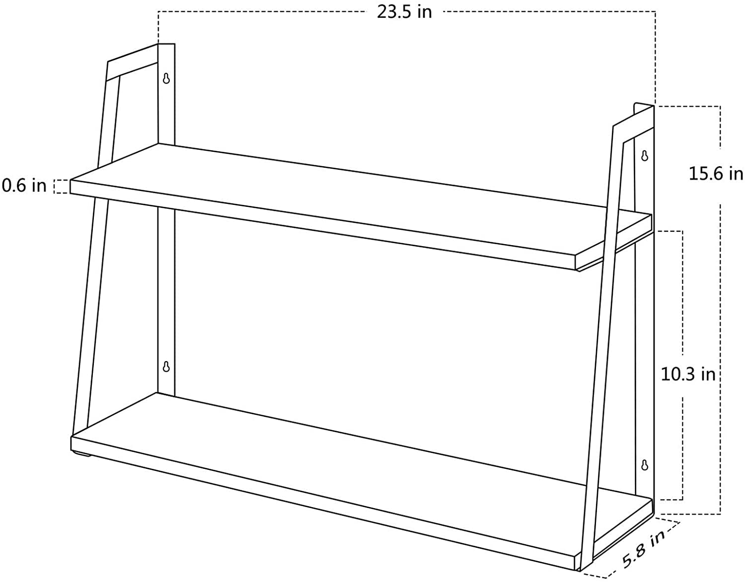 2-Tier Rustic Wood Floating Wall Shelves: Ideal for Bedroom, Bathroom, Living Room, and Kitchen. Available in Carbonized Black.