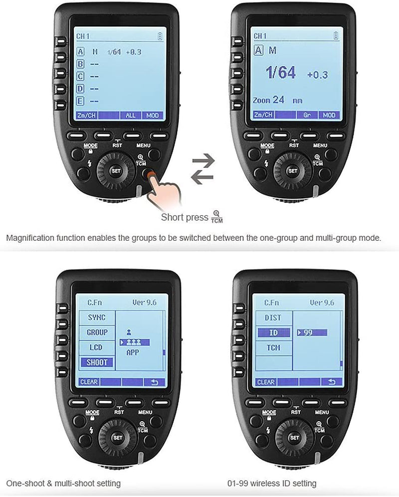 Sony TTL Wireless Flash Trigger Xpro-S with 1/8000S HSS, TTL-Convert-Manual Function, Large Slanted Screen Design, 5 Dedicated Group Buttons, and 11 Customizable Functions