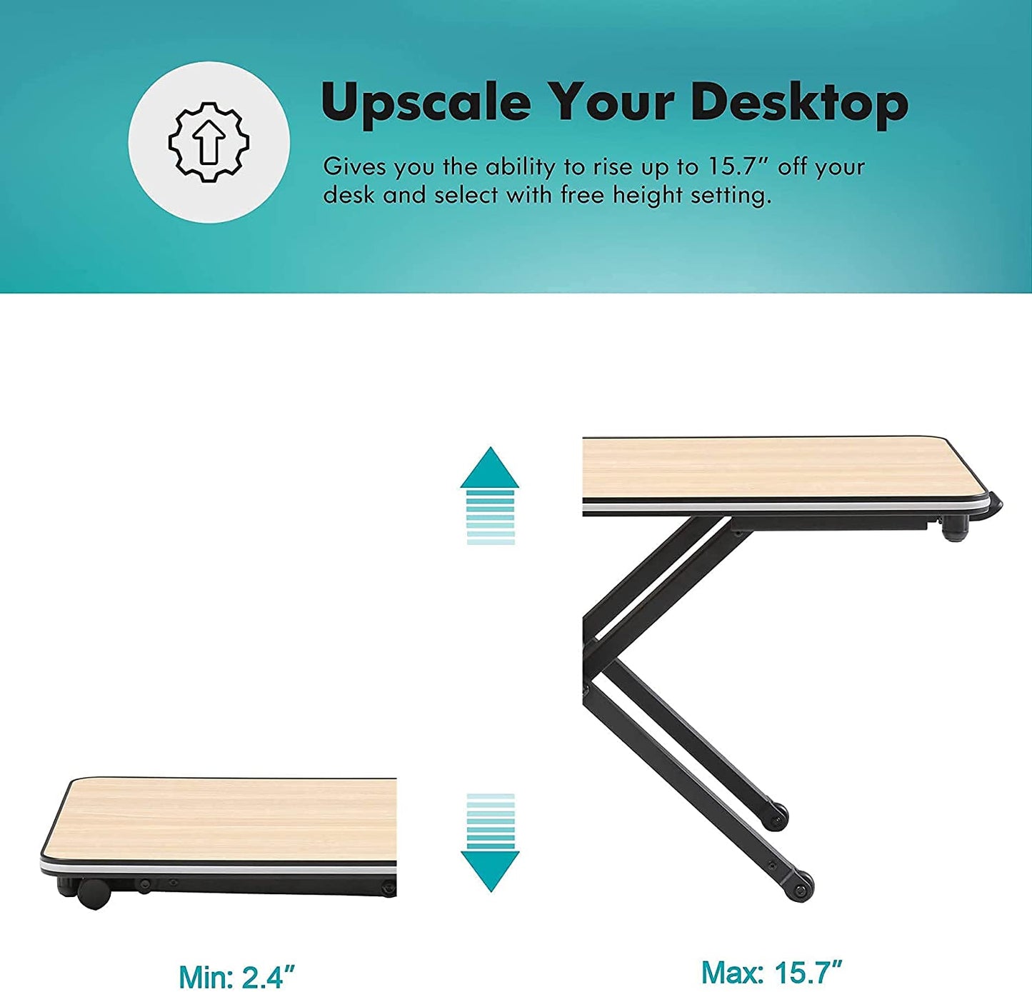 Laptop Desktop Sit-Stand Desk Converter - Portable and Height-Adjustable Standing Desk for Single Monitor, Oak Finish