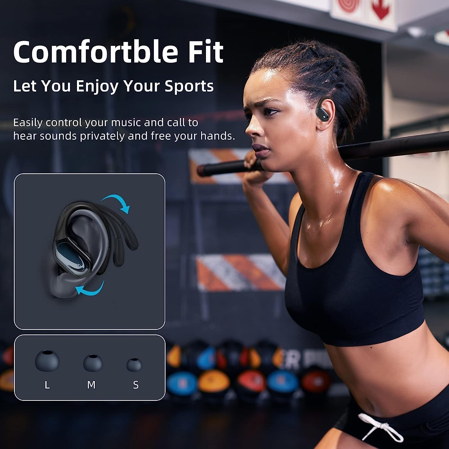 Wireless Earbuds with Bluetooth 5.3, Over-Ear IPX7 Waterproof, 60Hrs Playback, HD Stereo Audio, LED Display, Earhooks, and Mic - Ideal for Sports, Running, Workout, and Gym.