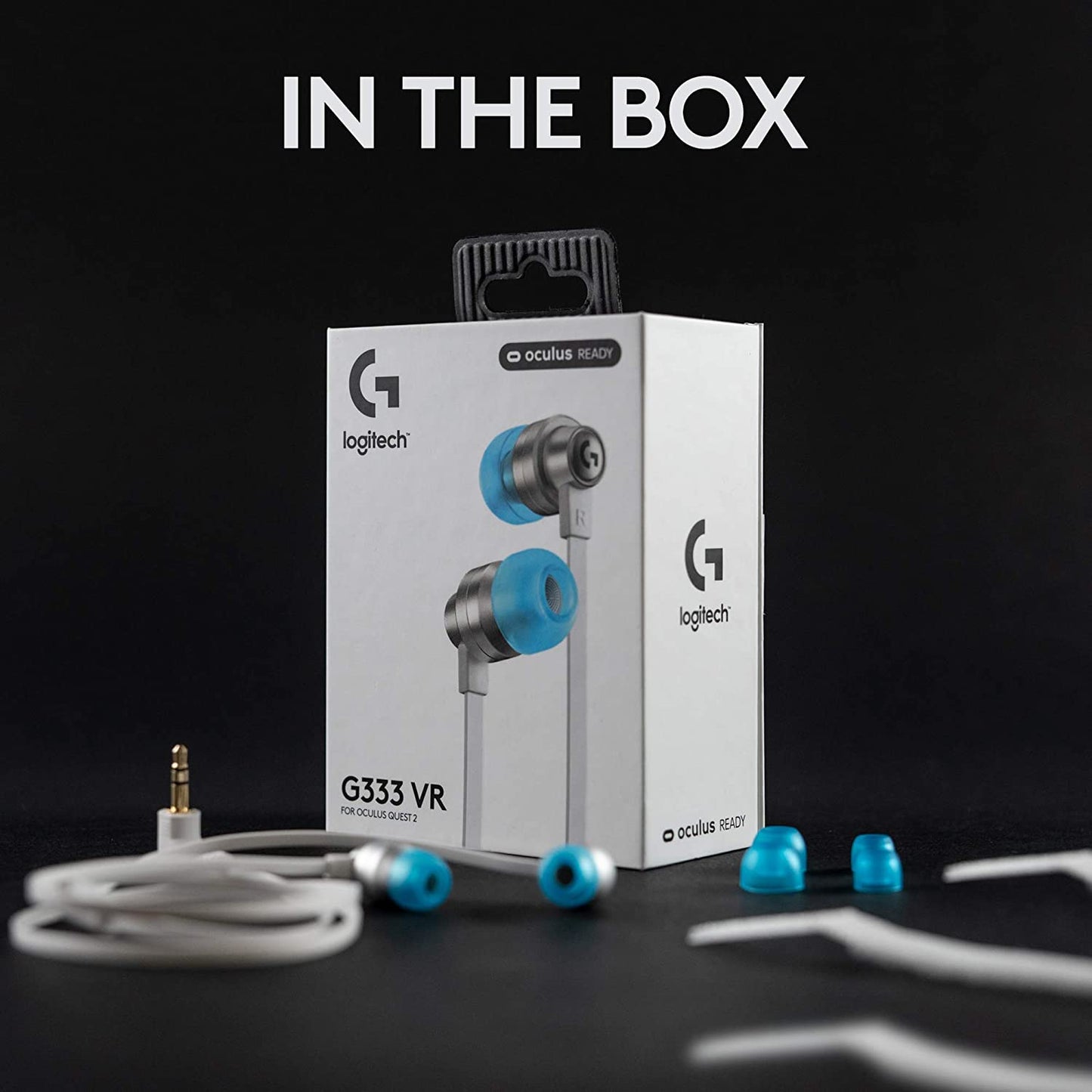 Oculus Quest 2 VR Gaming Earphones - Custom-Length Cable and Straps, Dual Driver Audio, Durable Aluminum Housing, Low-Latency 3.5mm Aux, Oculus Ready