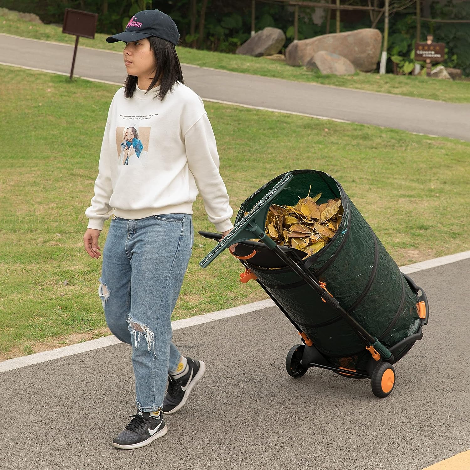 Versatile Garden Cart with Leaf Collector: Includes Bonus Hand Leaf Rakes for All-Purpose Garden Use