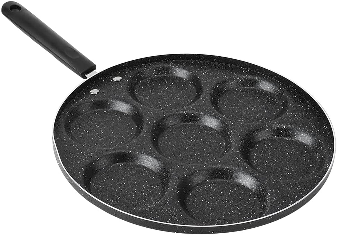 Multifunctional Non-Stick Egg Frying Pan with 7 Holes for Home Cooking - Aluminum Material, Ideal for Preparing Eggs, Burgers, Pancakes, and Dumplings