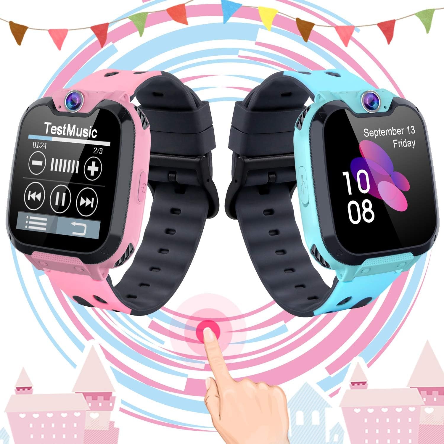 Kids Smartwatch with Games & MP3 Player: Features a 1.54-inch Touch Screen, 2-Way Call, Music Player, Games, Camera, Alarm Clock, and makes for a Fun and Educational Children's School Gift for Boys and Girls.