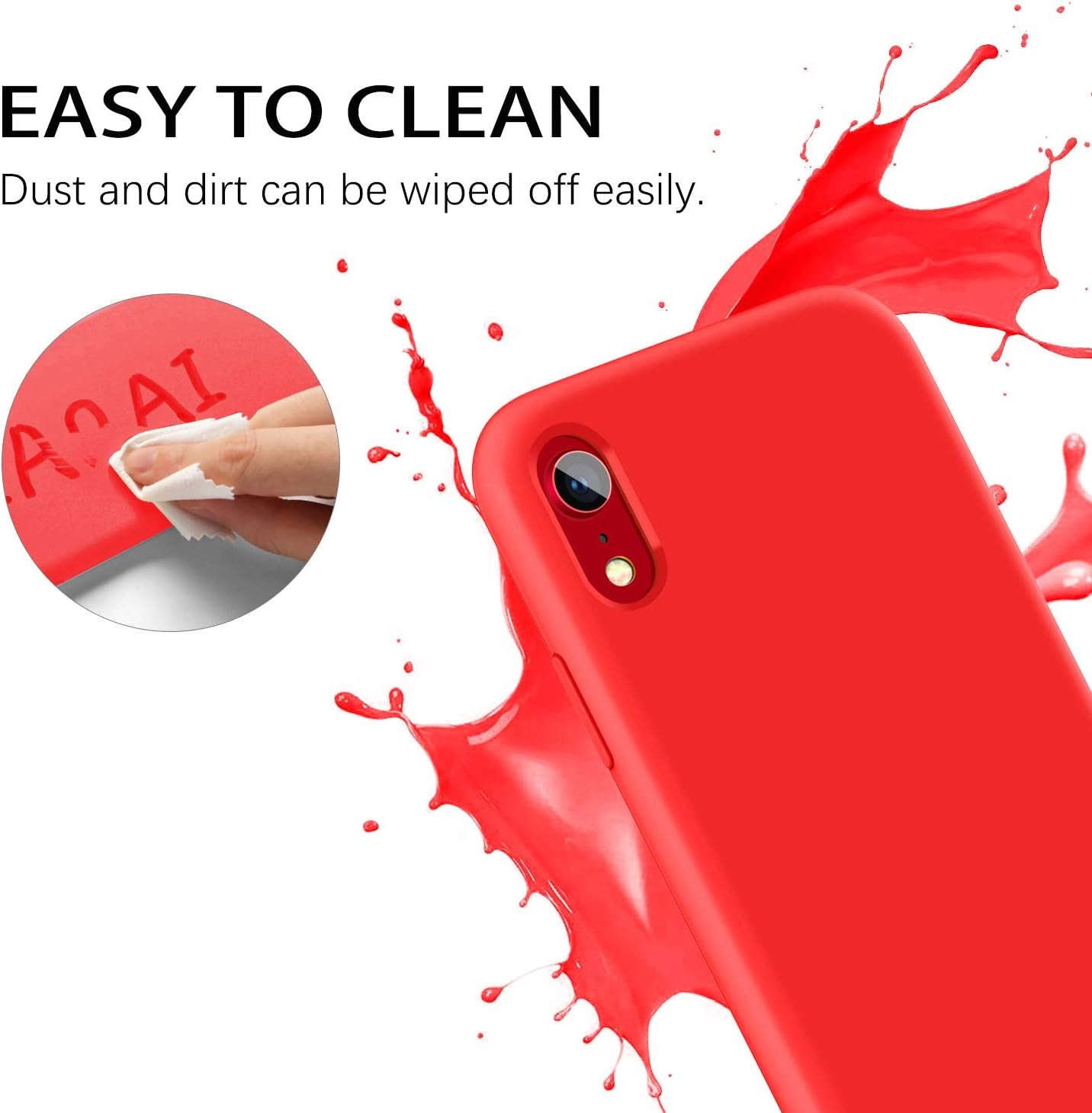 iPhone XR Liquid Silicone Case - Slim, Shockproof, Red.