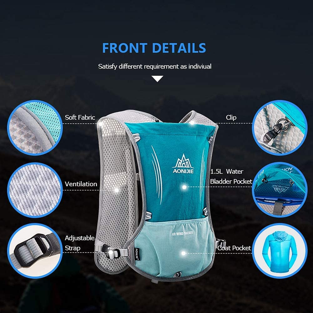 5L Marathon Running Hydration Vest Pack Backpack - Ideal for Runners in Races and Marathons
