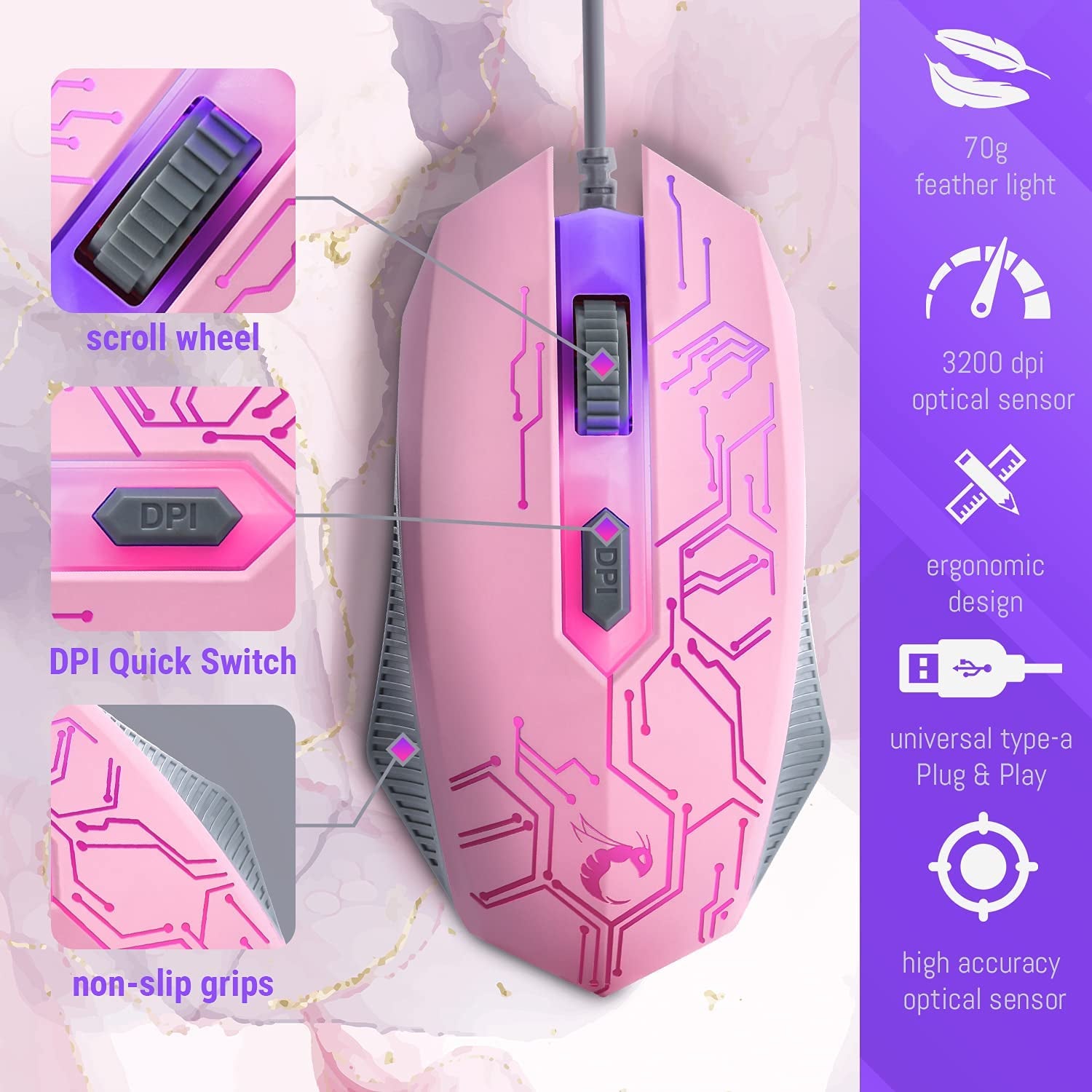 4-in-1 Pink Gaming Bundle: Includes Pink Gaming Keyboard, Mouse, Headset with RGB Backlight, and Mouse Pad. Perfect for Gamers, Xbox, PS4, PS5, and Nintendo Switch Users.
