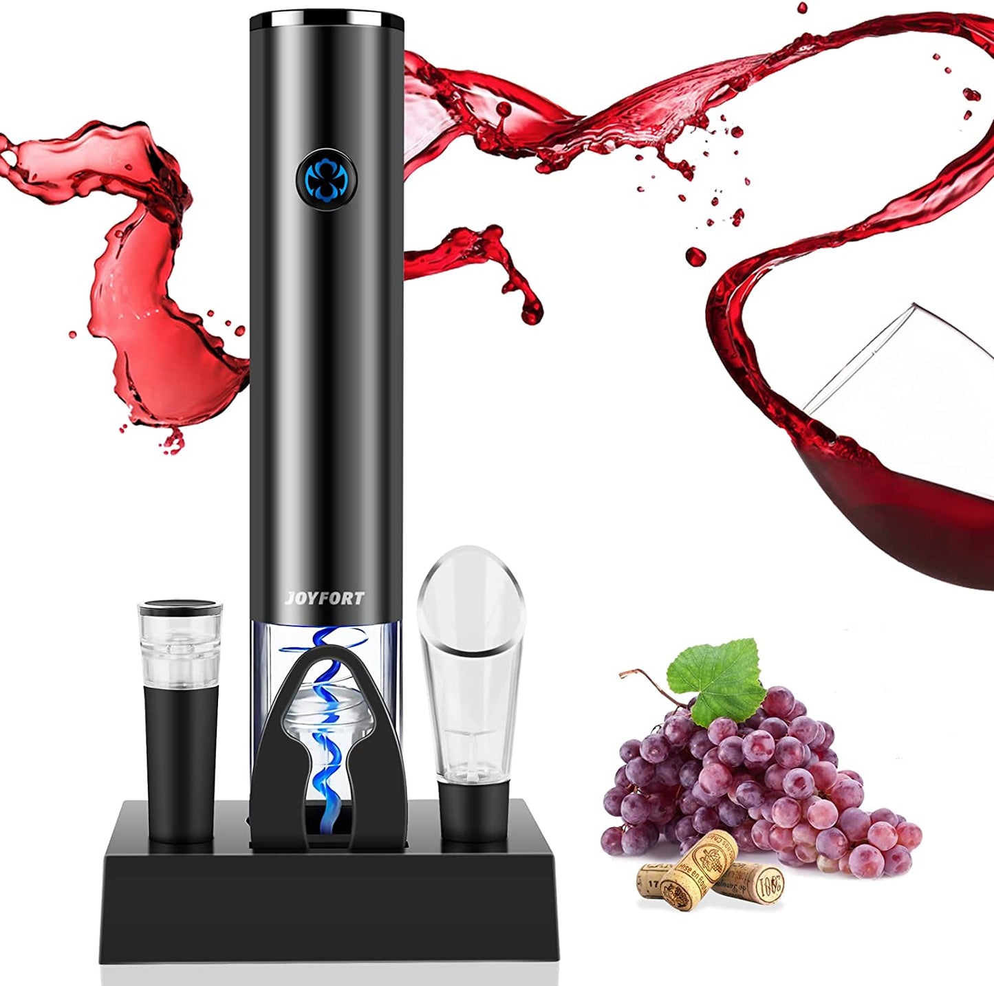 Electric Wine Opener Set: Includes Wine Bottle Opener with Charging Base, Automatic Corkscrew, Aerator, Pourer, and Foil Cutter - Perfect Gift for Wine Lovers