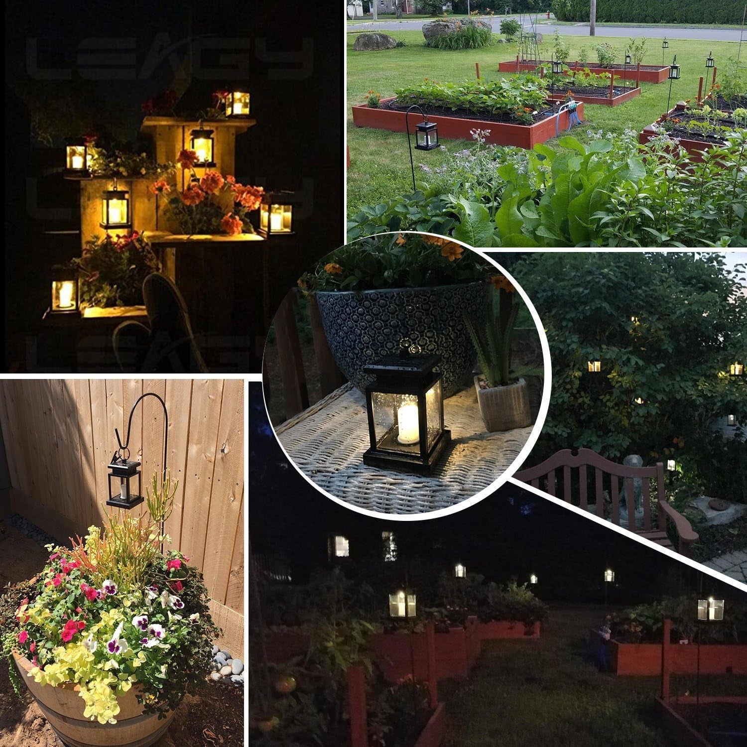 Hanging Solar Lantern Light Outdoor,  Decorative Waterproof Metal LED Garden Lights,Hanging Solar Light for Hanging Garden Lantern Table Lamp Night Light Warm Lighting - 4 Pack