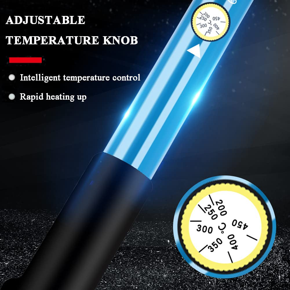 Electronics Tool Kit: Digital Multimeter, 60W Soldering Iron, 5 Soldering Iron Tips, 2 Solder Wire Rolls, Soldering Iron Stand, PU Carry Bag, and Battery Included