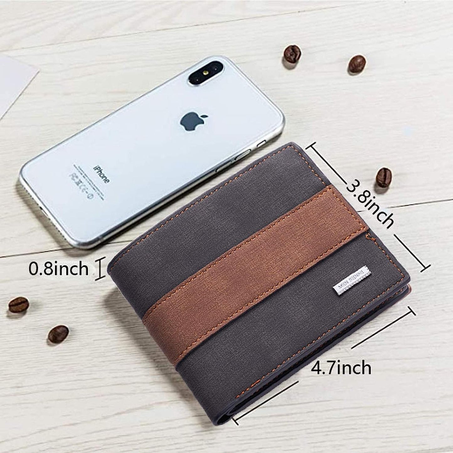 Slim Bifold Vintage Leather Wallet for Men - Front Pocket Design with RFID Blocking Feature.