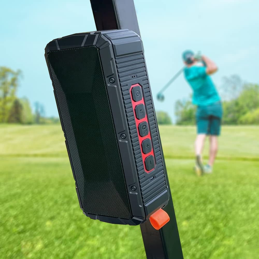 Magnetic Bluetooth Golf Speaker: Portable, Waterproof (IPX6), Shockproof - 3rd Generation for Golf Cart. 20-Hour Playtime, Golf Accessory and Gift (Black).