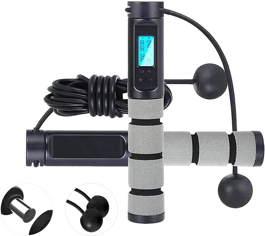 Digital Counting Jump Rope - Ideal for Indoor and Outdoor Fitness Training - Features a Counter for Tracking Jumps - Adjustable Weighted Jump Rope for Effective Workouts - Suitable for Men, Women, and Kids - Cordless Exercise Skipping Rope.