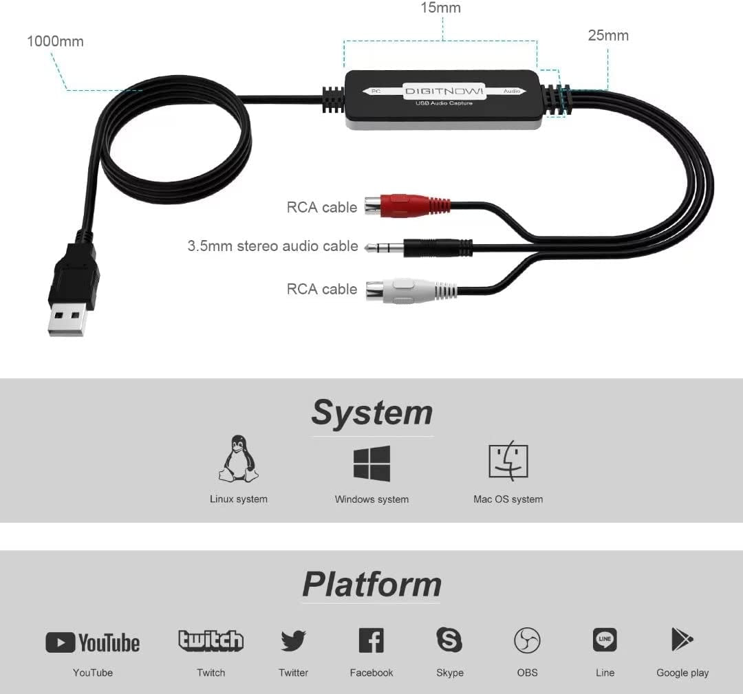 USB Audio Capture Card: Convert Vinyl Cassette Tapes to Digital MP3