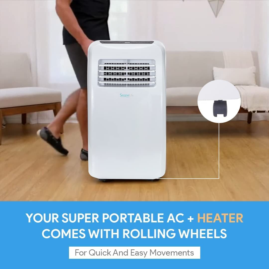 Compact Portable Air Conditioner: Functions as a Home AC Cooling Unit with Built-in Dehumidifier and Fan Modes. Operates Quietly and Includes Window Mount Kit. Offers 10,000 BTU for Cooling and Heating. Color: White.