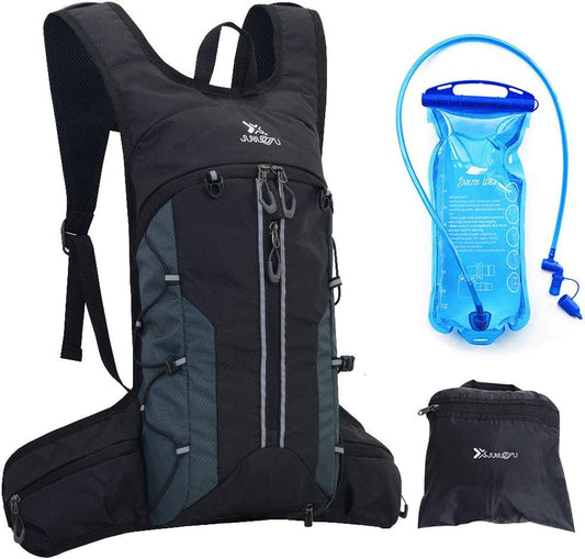 Ultralight Hydration Pack Backpack with 2L BPA Free Water Bag - Includes Self-Storage Bag, Helmet Net, and Adjustable Waist & Shoulder Strap - Ideal for Running, Hiking, Cycling, and Cross Country
