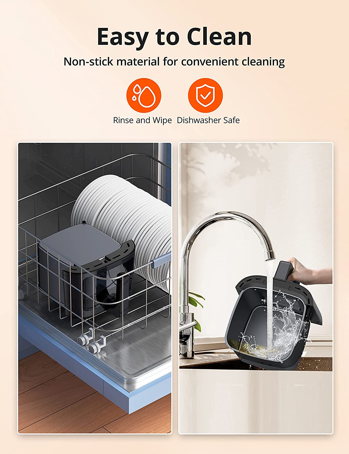 8-in-1 Air Fryer - 5.3 Quart Compact Air Fryer with Visible Cooking Window and LCD Touch Screen; Offers Overheat Protection, Dishwasher-Safe & Non-Stick Basket for Quick, Easy Meals. Available in Black.