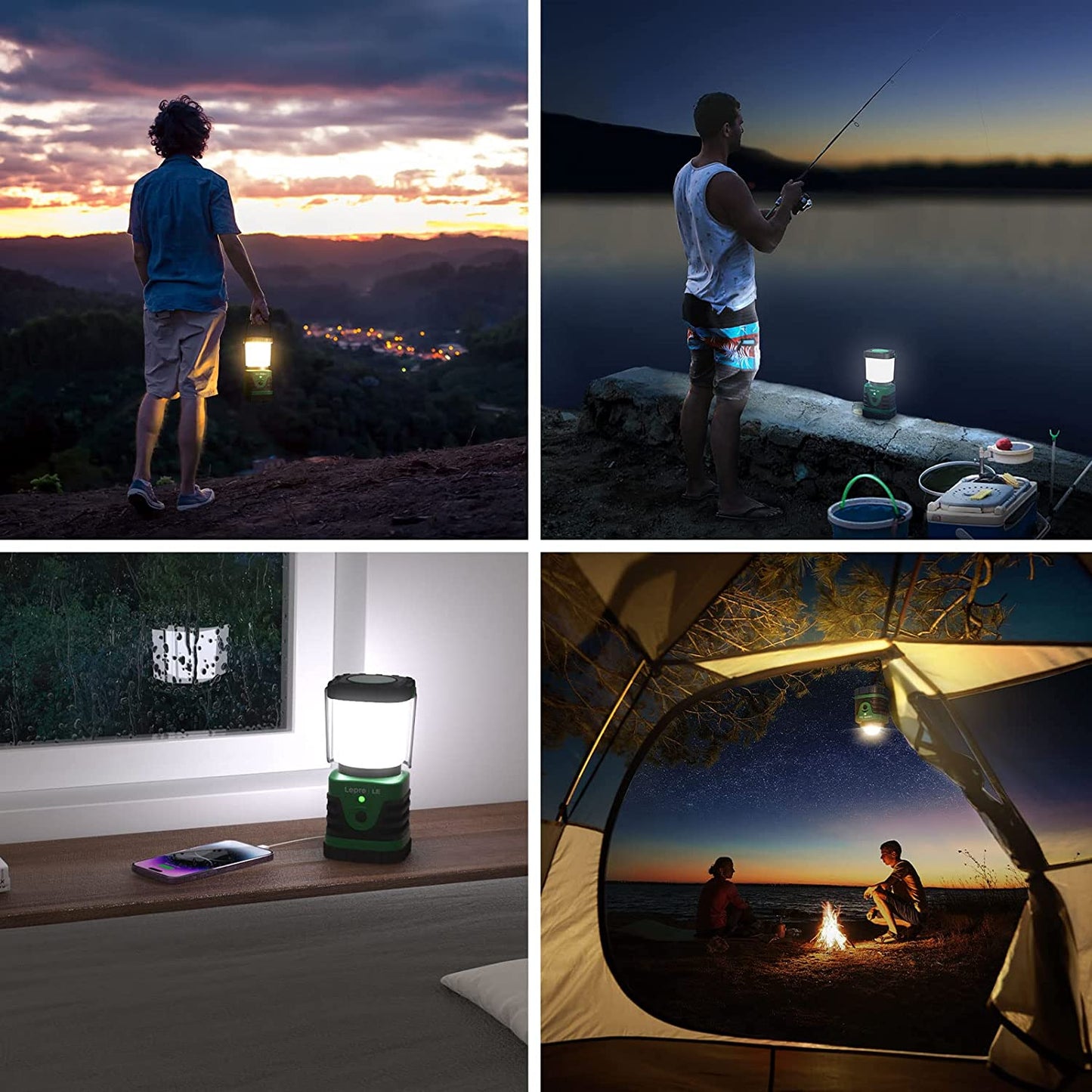 1000 Lumen USB Rechargeable Electric Camping Lantern - Features 4 Lighting Modes, Doubles as a 4400mAh Power Bank, IP44 Waterproof Rating; Ideal for Outdoor Activities like Camping, Hiking, Climbing, and as an Emergency Light during Power Outages.