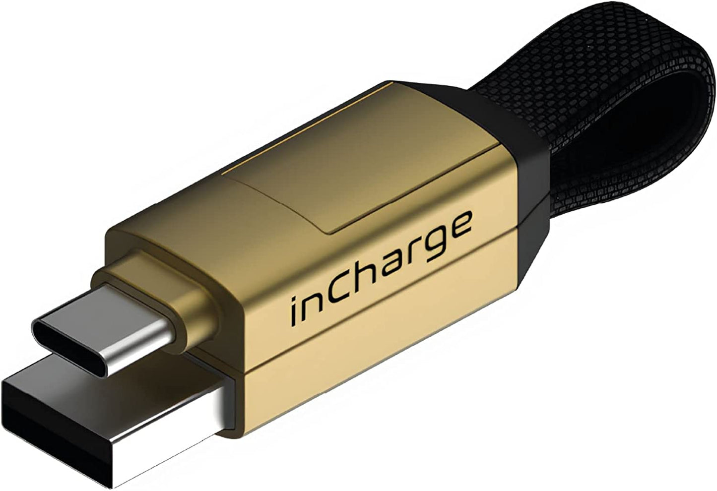 Incharge 6 - The Swiss Army Knife of Cables: Portable Keyring with Apple iPhone, USB, USB-C, and Micro USB Compatibility for All Your Devices (Saturn Gold)