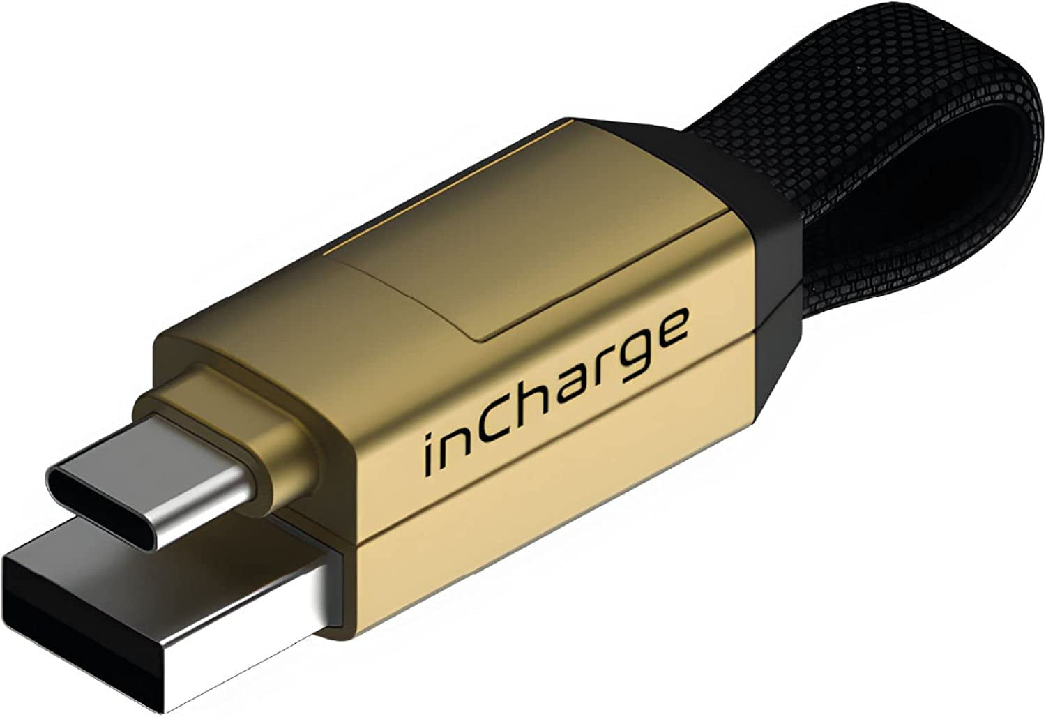 Incharge 6 - The Swiss Army Knife of Cables: Portable Keyring with Apple iPhone, USB, USB-C, and Micro USB Compatibility for All Your Devices (Saturn Gold)