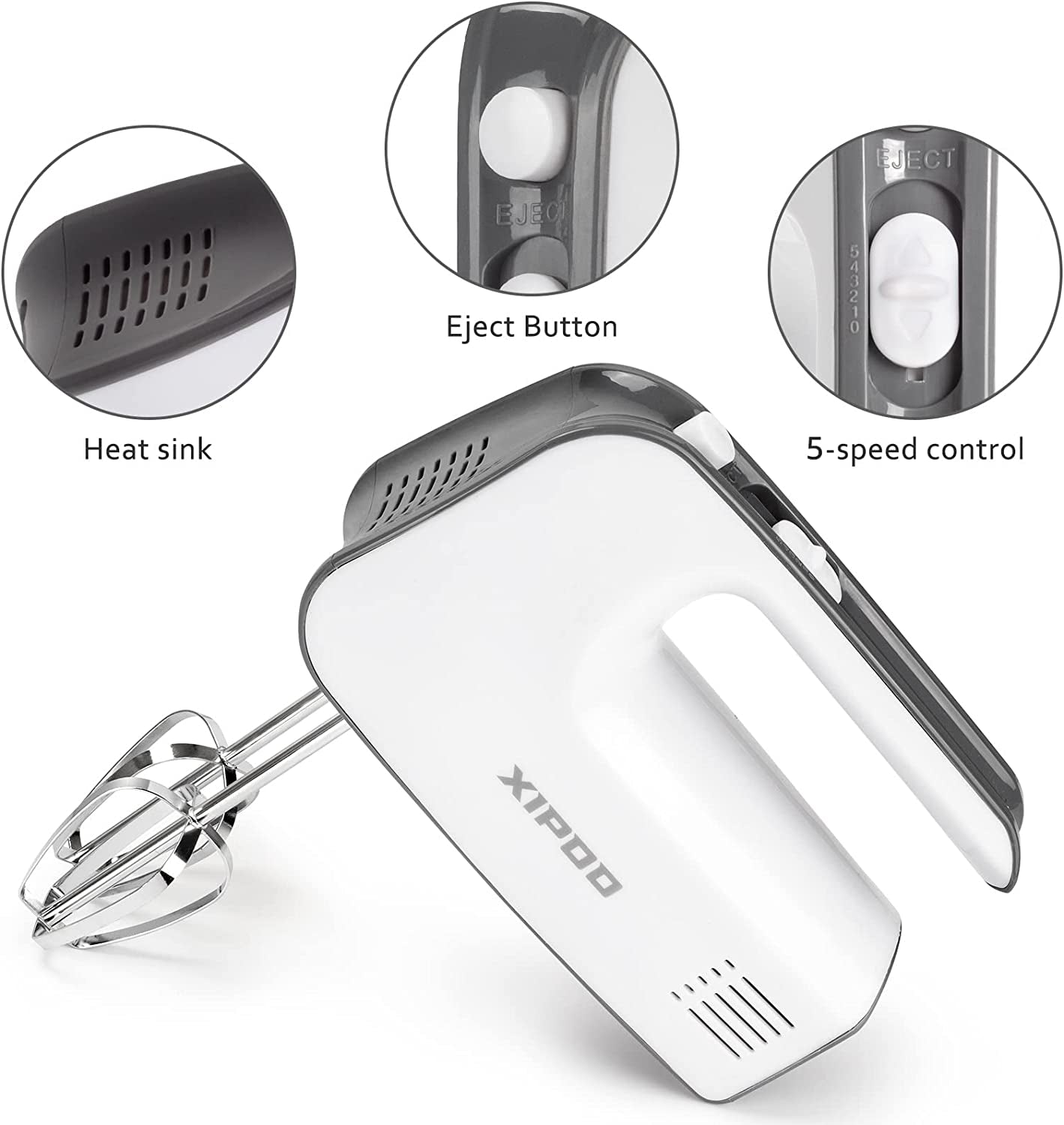 Electric Hand Mixer: 400W Ultra Power Hand Mixer with 5 Speeds, Includes 5 Stainless Steel Accessories and 1 Egg White Separator, Self-Control Speed, and Eject Button for Easy Whipping, Complete with Storage Case - Perfect for Home Kitchen Use