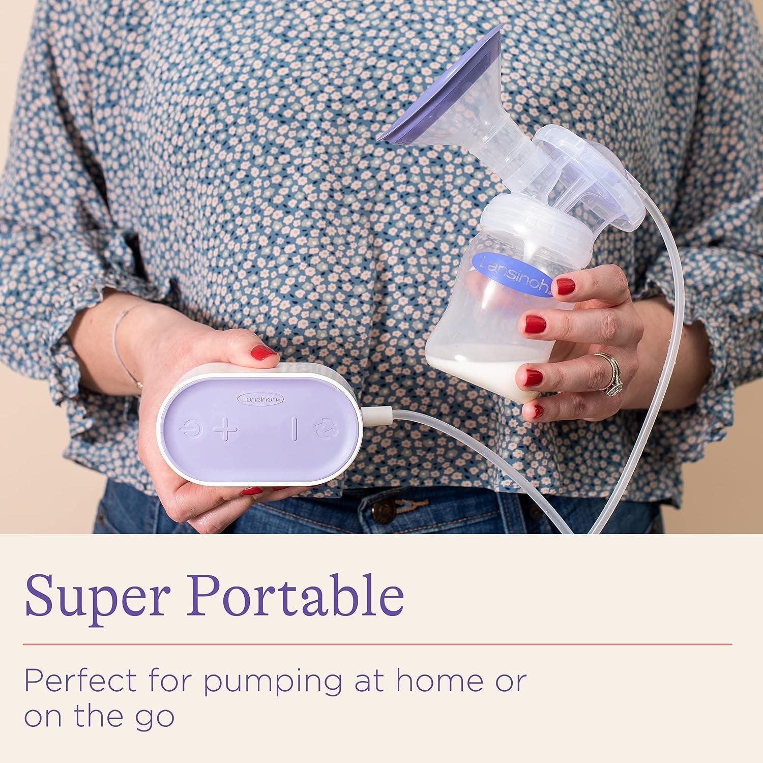 Electric Breast Pump Single Compact for Breastfeeding Moms, Portable, Includes Baby Bottle to Collect Breastmilk for Baby