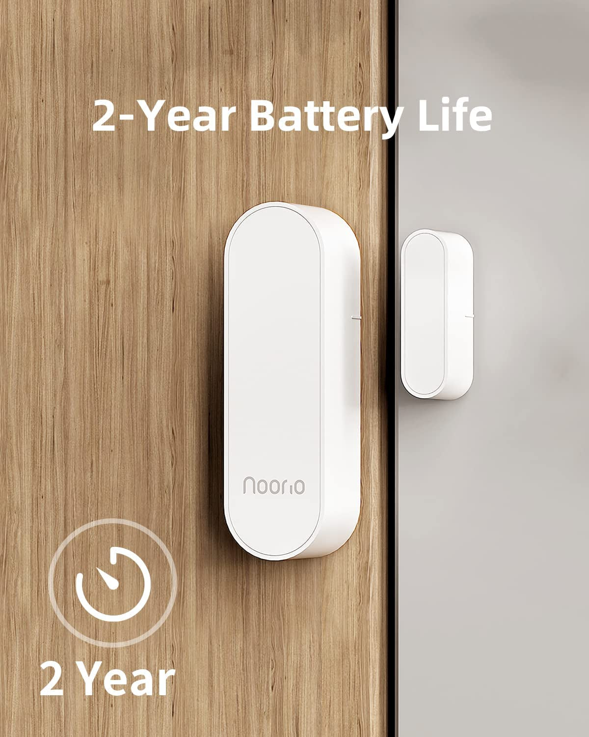 Smart Contact Sensor Alarm for Doors and Windows - Outdoor Chime, 2-Year Battery Life, App Alerts, Night Security System - Requires Noorio Smart Hub for Operation