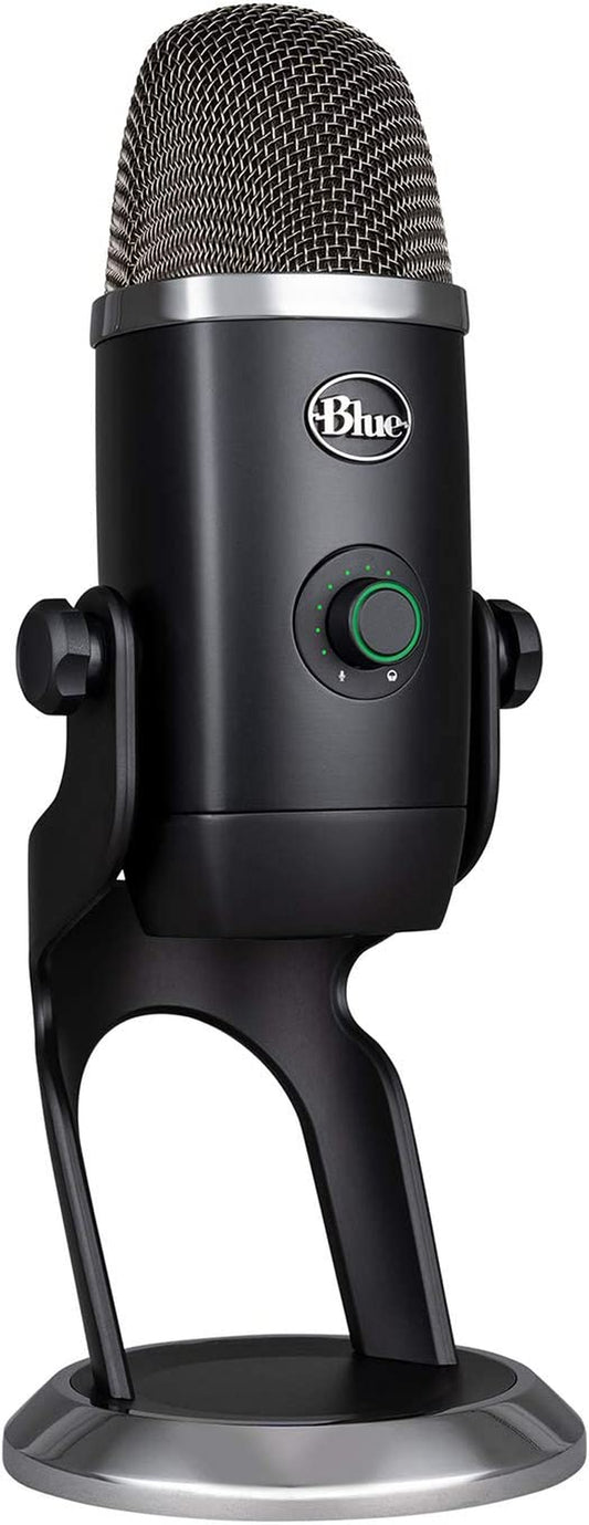 USB Condenser Microphone for Professional PC and Mac Use, Ideal for Gaming, Recording, Streaming, and Podcasting, High-Resolution Metering, LED Lighting, Blue VO!CE Effects - Black