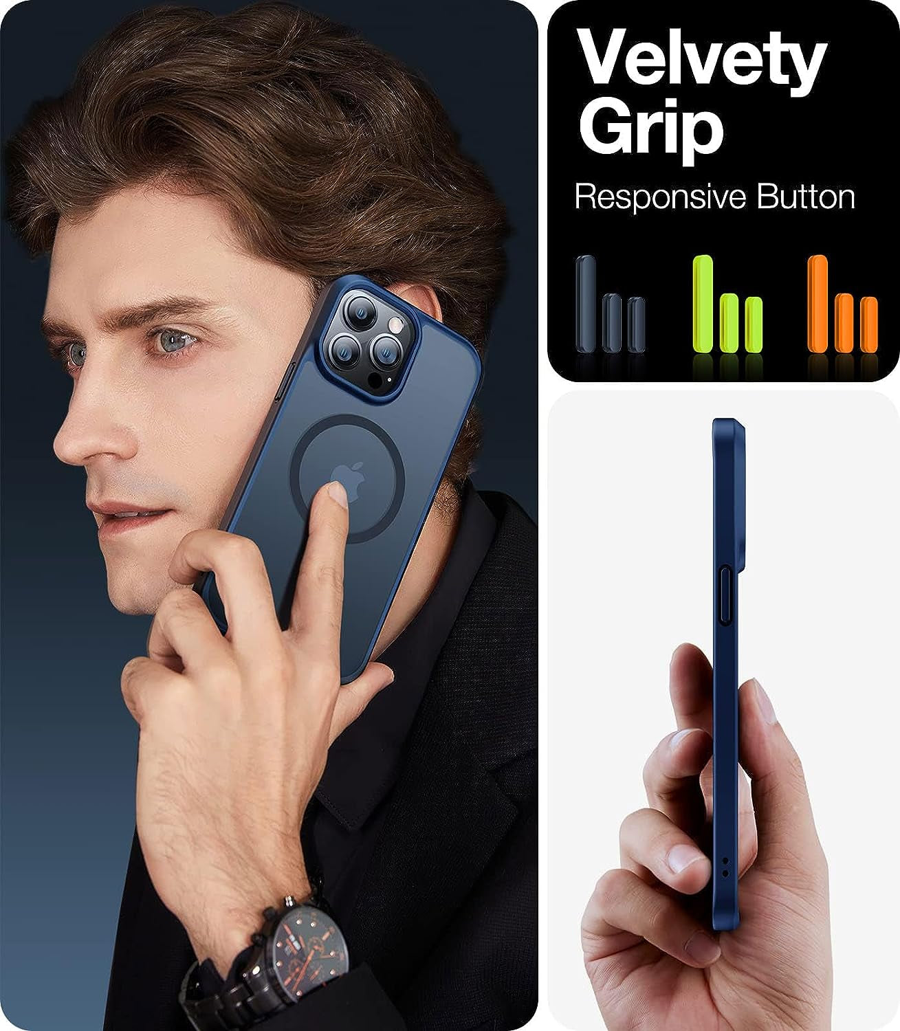 Magnetic Guardian Case for iPhone 14 Pro Max - Military Grade Drop Tested - Compatible with MagSafe - Slim and Translucent Matte Design - Designed for iPhone 14 Pro Max (6.7") - Color: Blue.