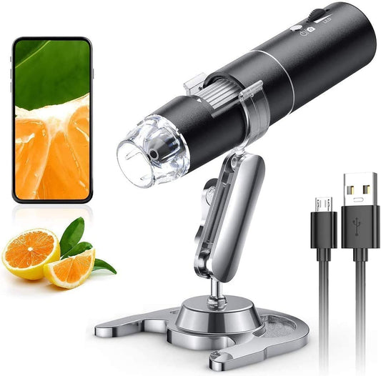 Portable Wireless Digital Microscope, 50X-1000X Magnification, WiFi Connectivity, Adjustable Stand, HD USB Microscope Camera for Iphone, Android, Ipad, Windows, Mac Computers
