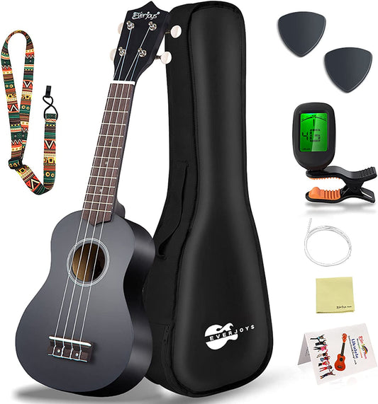 Soprano Ukulele Beginner Pack - Includes a 21-Inch Ukulele, Gig Bag, Fast Learn Songbook, and Digital Tuner, All in One Convenient Kit. Perfect for those starting their ukulele journey.