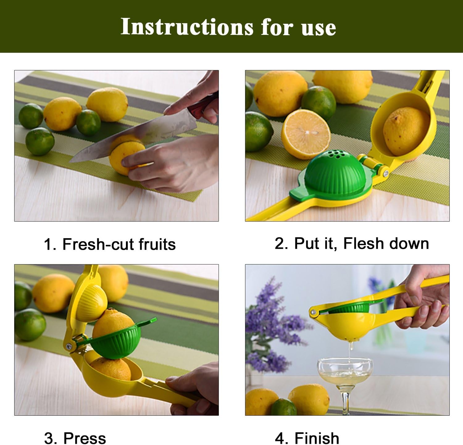 Premium Quality Metal Lemon Lime Squeezer - Manual Citrus Press Juicer for Fresh Wedge Juicing, Leaves No Pulp or Seeds