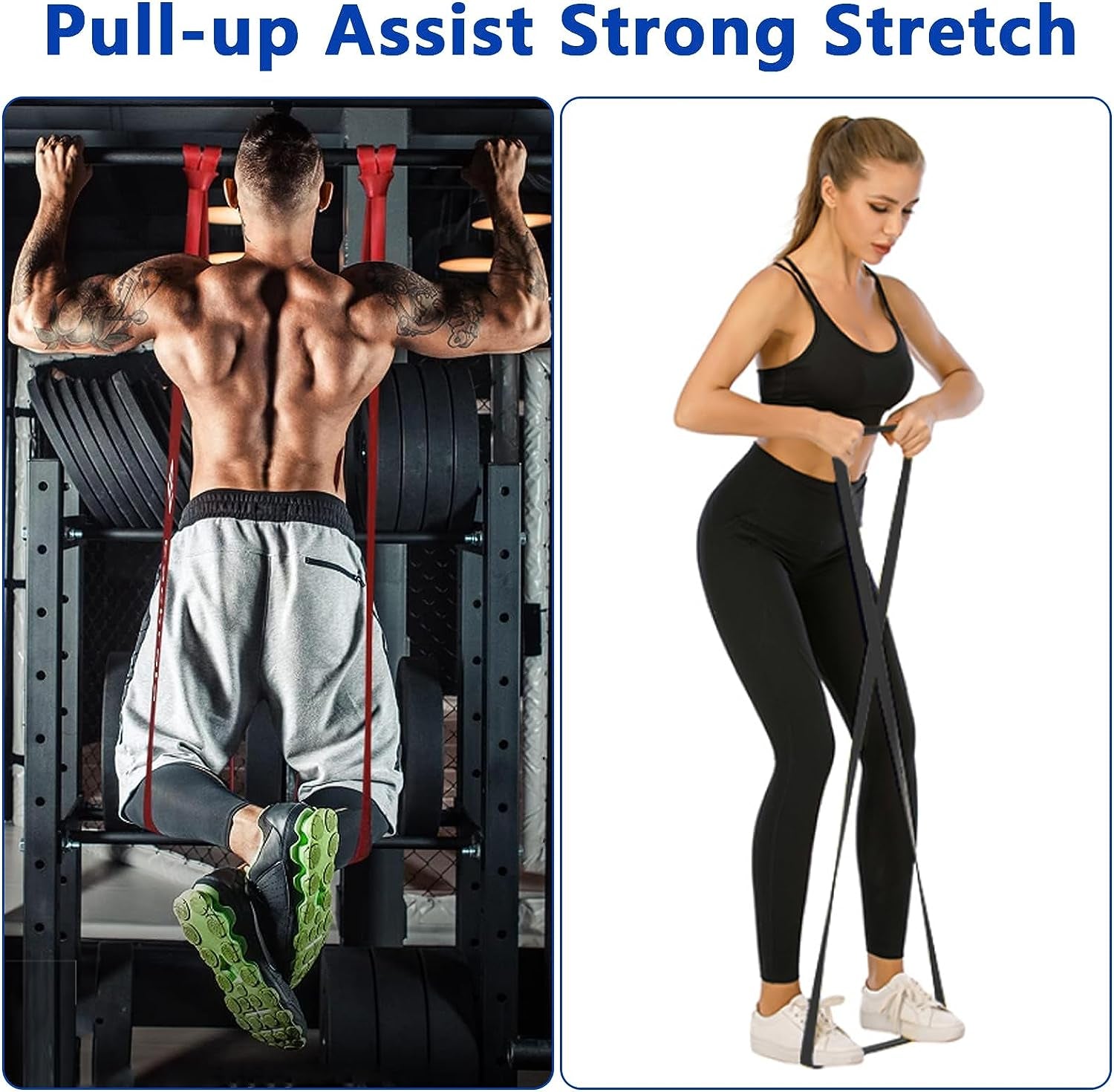 Set of 5 Resistance Bands - Elastic Workout Bands designed for Resistance Training, Pull Up Assistance, Physiotherapy, and Fitness; Long and Durable Exercise Bands suitable for Home or Gym Workouts.