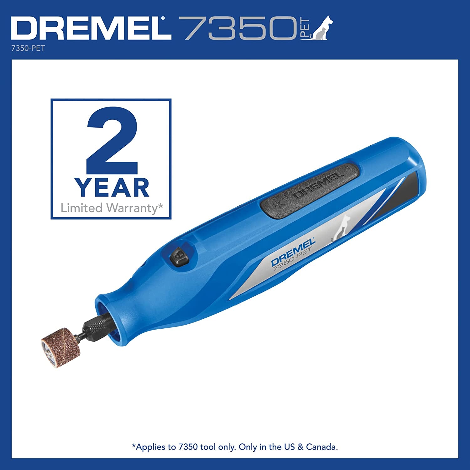 Pet Grooming Kit: Dremel 7350-PET 4V Nail Grinder for Dogs and Cats - Easy-to-Use and Safe Nail Trimmer for Pets of All Sizes