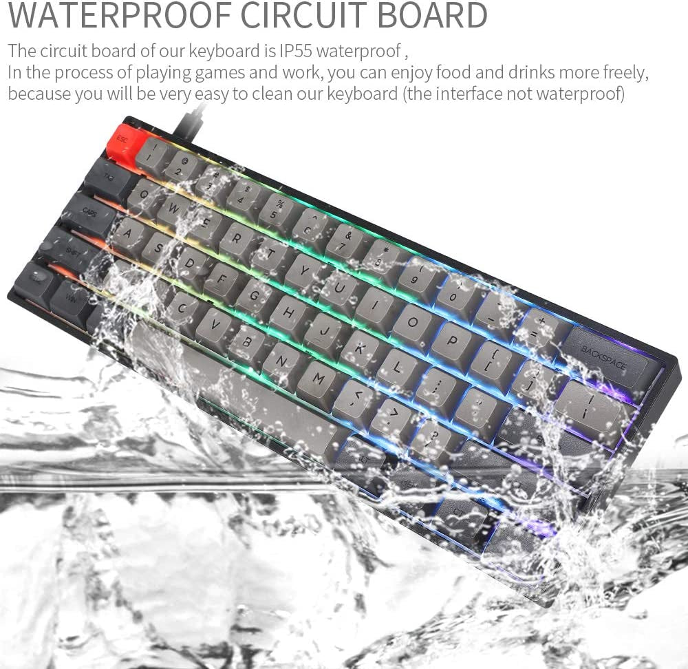 SK61 Hotswap Mechanical Gaming Keyboard with Optical Switch, RGB Lighting, and Programmable Customization - Gateron Brown Switch, 61 Keys (Black)