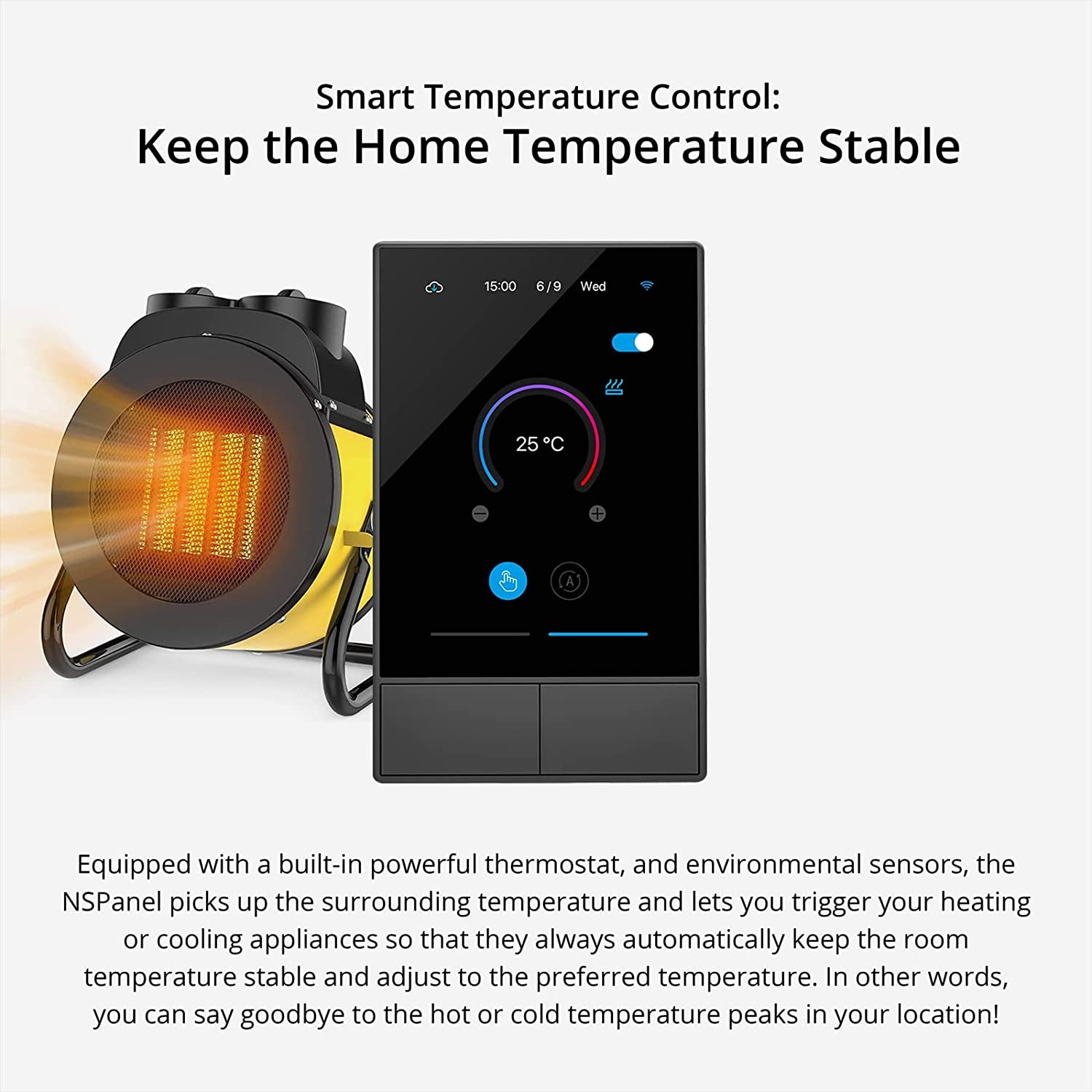 Wifi Wall Switch (2 Groups) Nspanel-US Wireless Home Automation Switch, Application Control, Smart Scene, Compatible with Alexa/Google Home, Wireless Thermostat