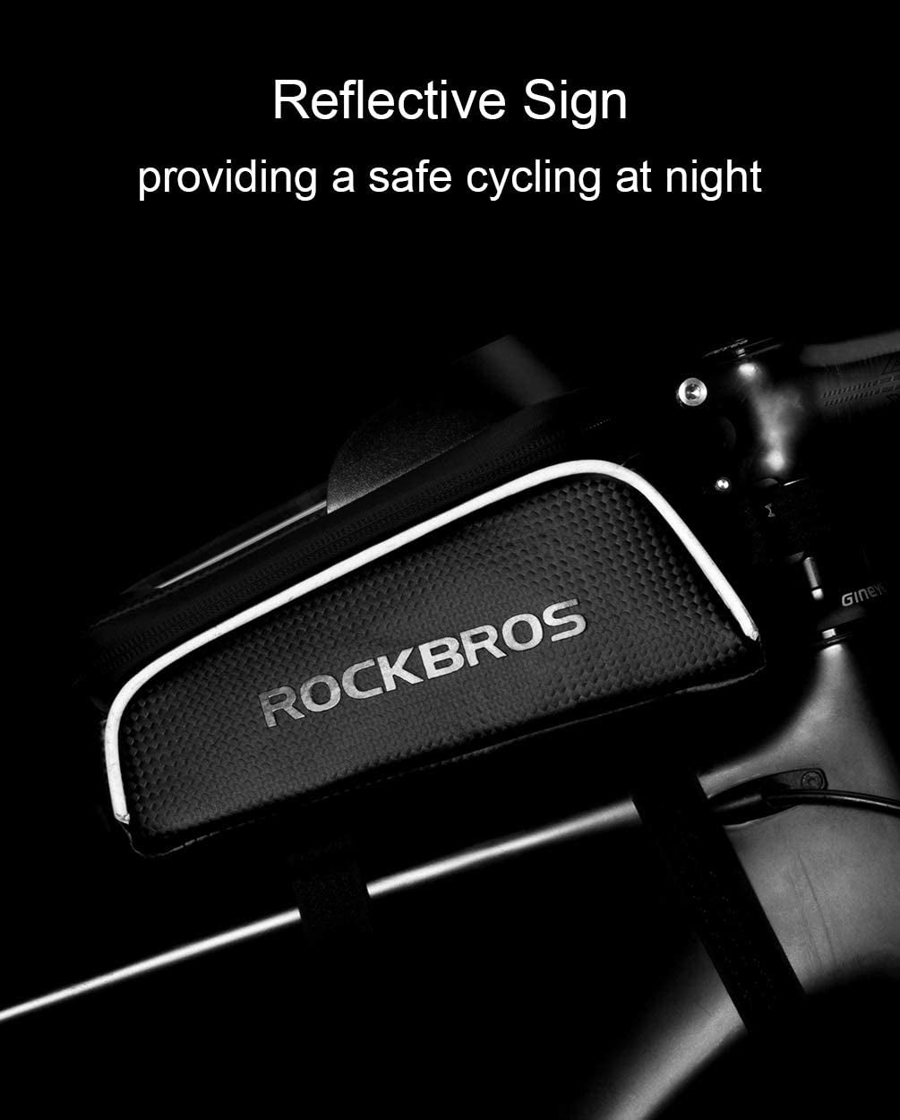 Waterproof Bike Phone Bag - Top Tube Bicycle Front Frame Pouch for iPhone Xs Max, Samsung S10 - Bike Accessories Bag with Phone Holder - Compatible with iPhone 11 Pro Plus